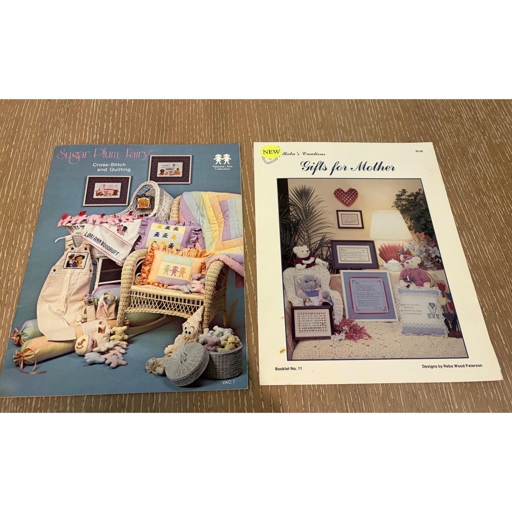 Vintage Cross Stitch Pattern Book‎ Lot Sugar Plum Fairy & Gifts For Mother 80s